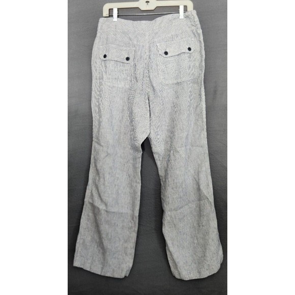 Chicos 100%‎ Linen Navy Striped Wide Leg Crop Pants Size 2 US LLagenlook Beachy - Picture 3 of 9